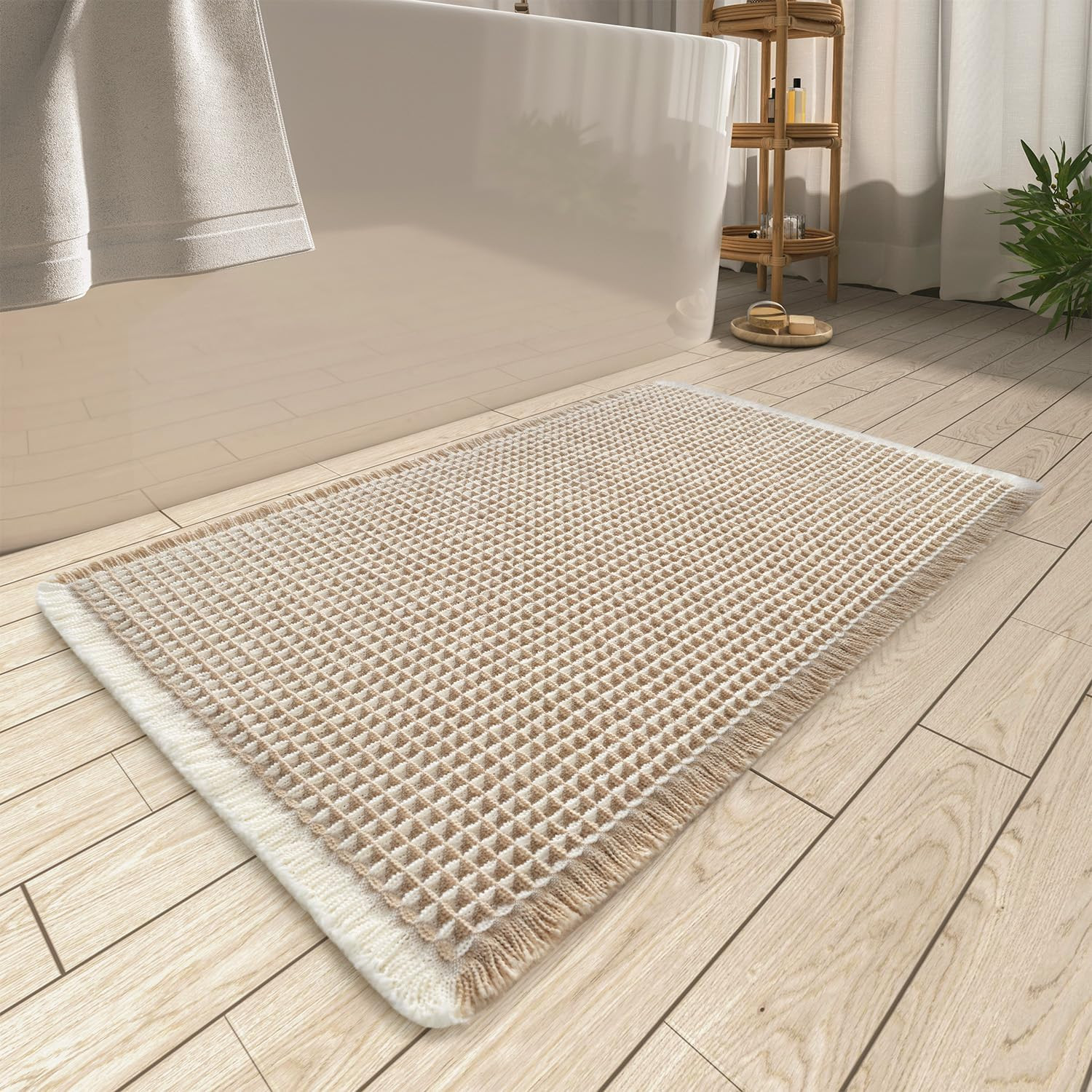 AMOAMI Upgraded Waffle Bath Mat, Super Absorbent Non Slip Bath Mats for Bathroom Floor, Machine W... | Amazon (US)