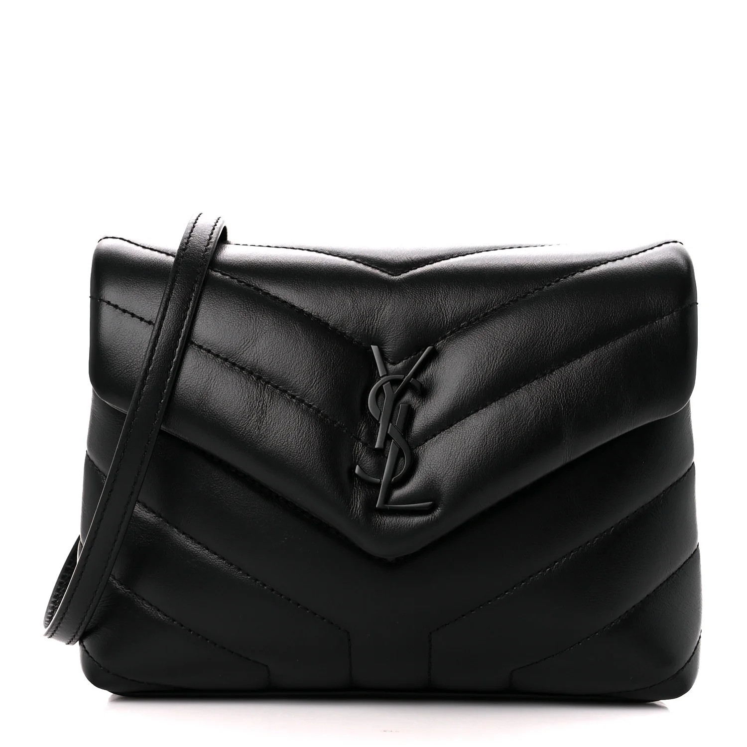 Calfskin Y Quilted Monogram Monochrome Toy Loulou Crossbody Bag Black | FASHIONPHILE (US)