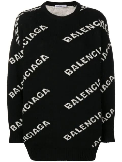 Balenciaga Intarsia Logo Jumper - Farfetch | Farfetch (US)