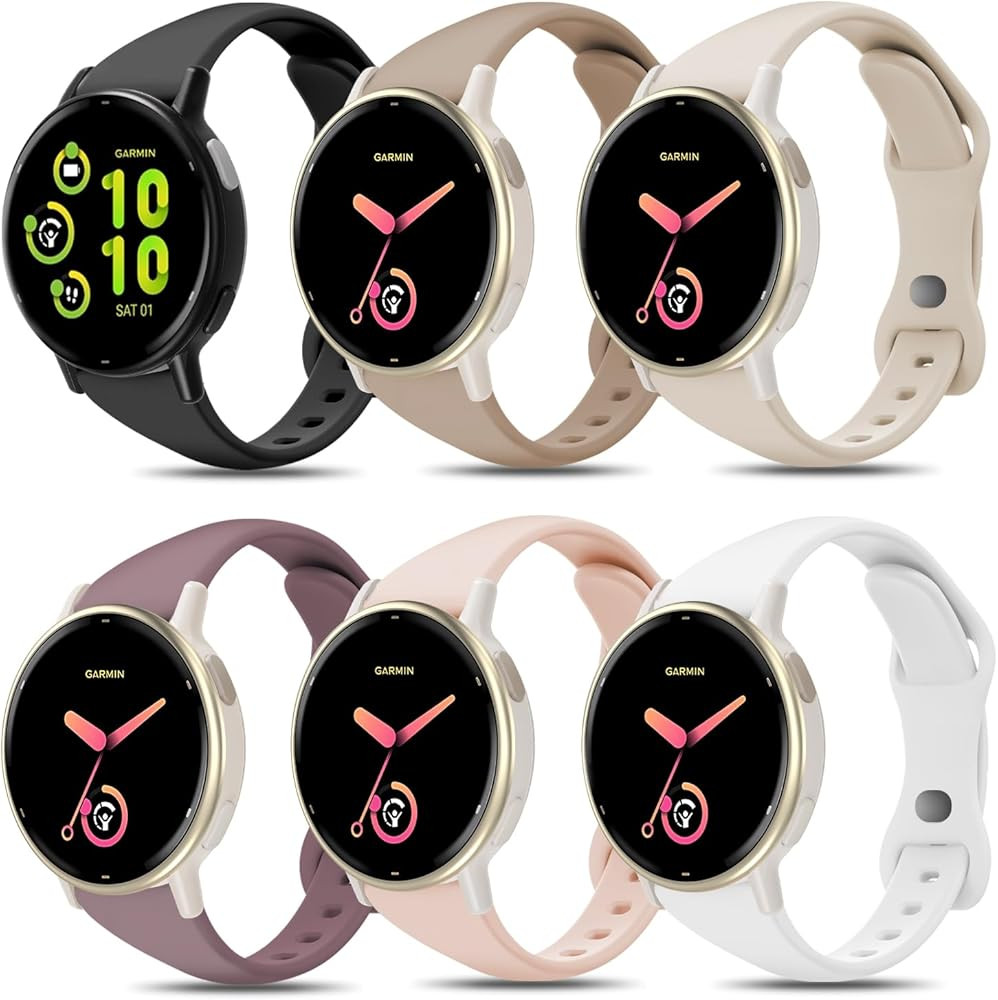 Slim Silicone Watch Bands Compatible with Garmin Vivoactive 6/5/3/3 Music, 20mm Thin Soft Narrow ... | Amazon (US)