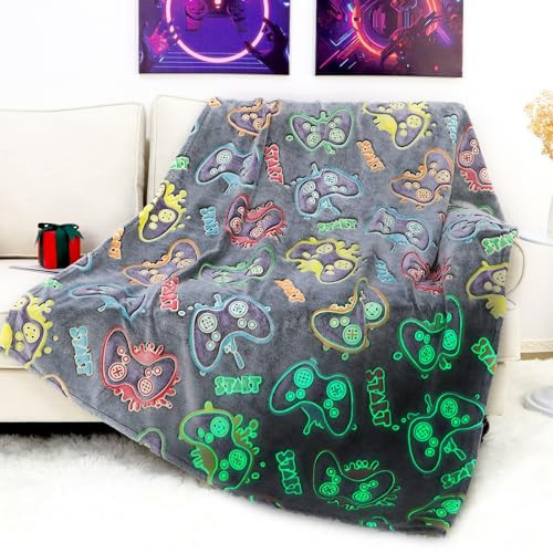 OHOIT Gamer Gifts for Teen Boys Kids Gaming Controller Toys - Glow in The Dark Blanket Gamepad Gifts for 2 4 6 8 10 11 Year Old Boys - Game Room Decor for Men Son Boyfriend Birthday Christmas 50"x60" | Amazon (US)