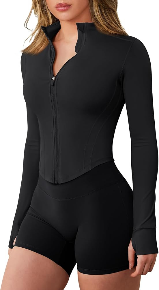 Workout Jackets for Woman Lightweight Athletic Full Zip Running Jacket BBL Cropped Jackets Slim W... | Amazon (US)