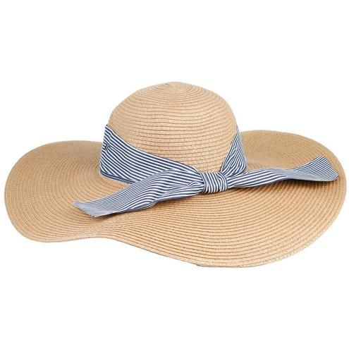 Striped Scarf Woven Sun Hat - Natural-Natural-0266102076924   | Burkes Outlet | bealls