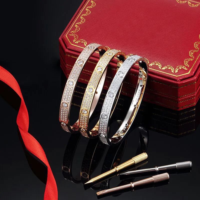 Dupe Cartier Bracelet Ring Designer Bangle Titanium Steel 3 Row Full Diamond Bracelets Women Men ... | DHGate