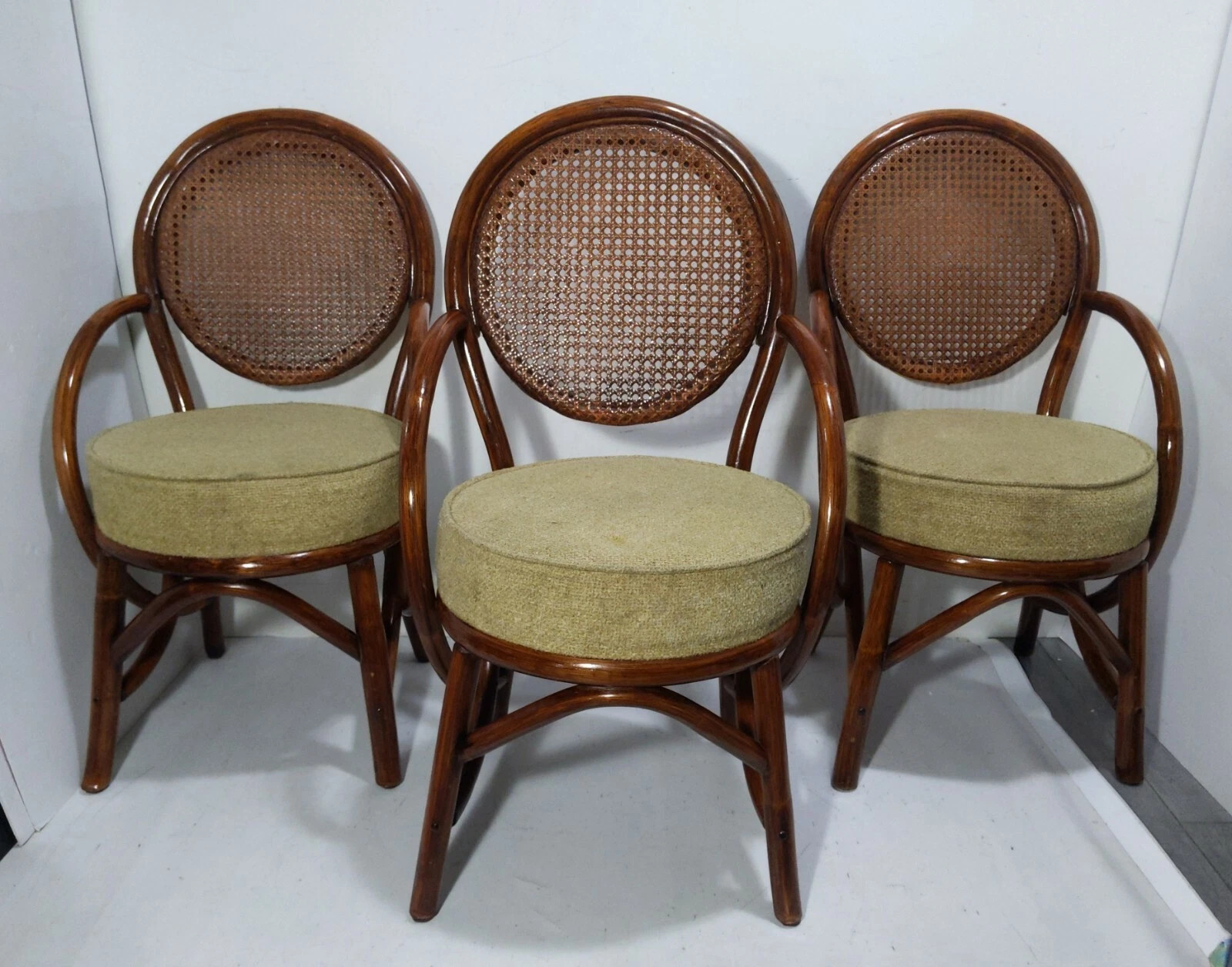 Vintage Set of 3 Bentwood Bamboo & Cane Chairs Mid Century Modern Boho Chic | eBay US