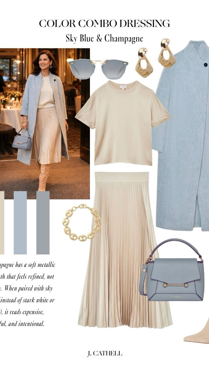 Cool color combinations that do all the work for you 🎨✨ From sky blue + champagne to grey + burgundy and rust + ivory, these pairings feel elevated, modern, and easy to wear. Perfect for refreshing your wardrobe with outfits that look styled and intentional—without overthinking it. Save this for color inspo and tap to shop each look.

#LTKStyle #ColorCombination #ColorInspo #ChicOutfits #ElevatedStyle #ModernWardrobe #NeutralStyle #StyledLooks #LTKFinds 

  

#LTKootd #LTKootd #LTKOver40