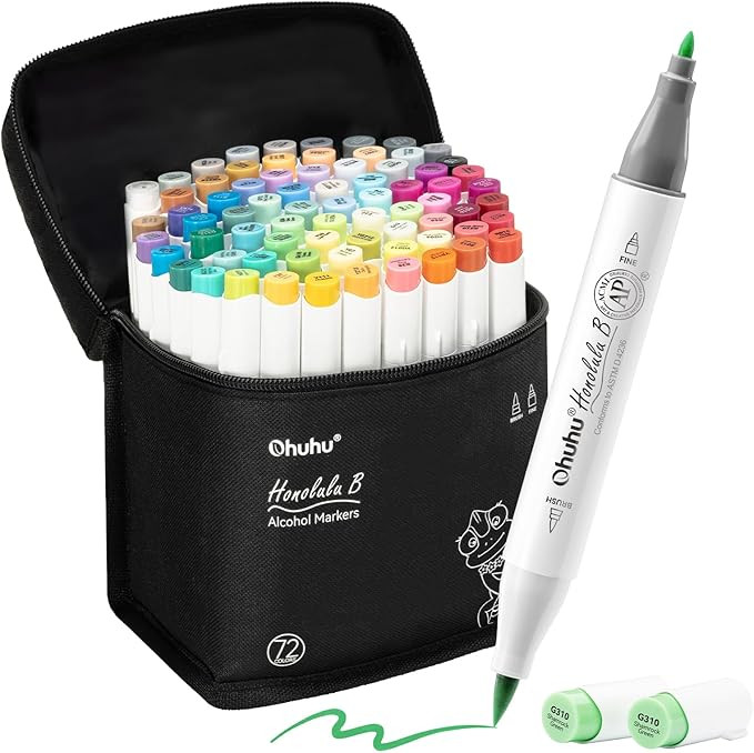 Ohuhu Alcohol Markers Brush Tip - Double Tipped Art Marker Set for Artist Adults Coloring Illustr... | Amazon (US)