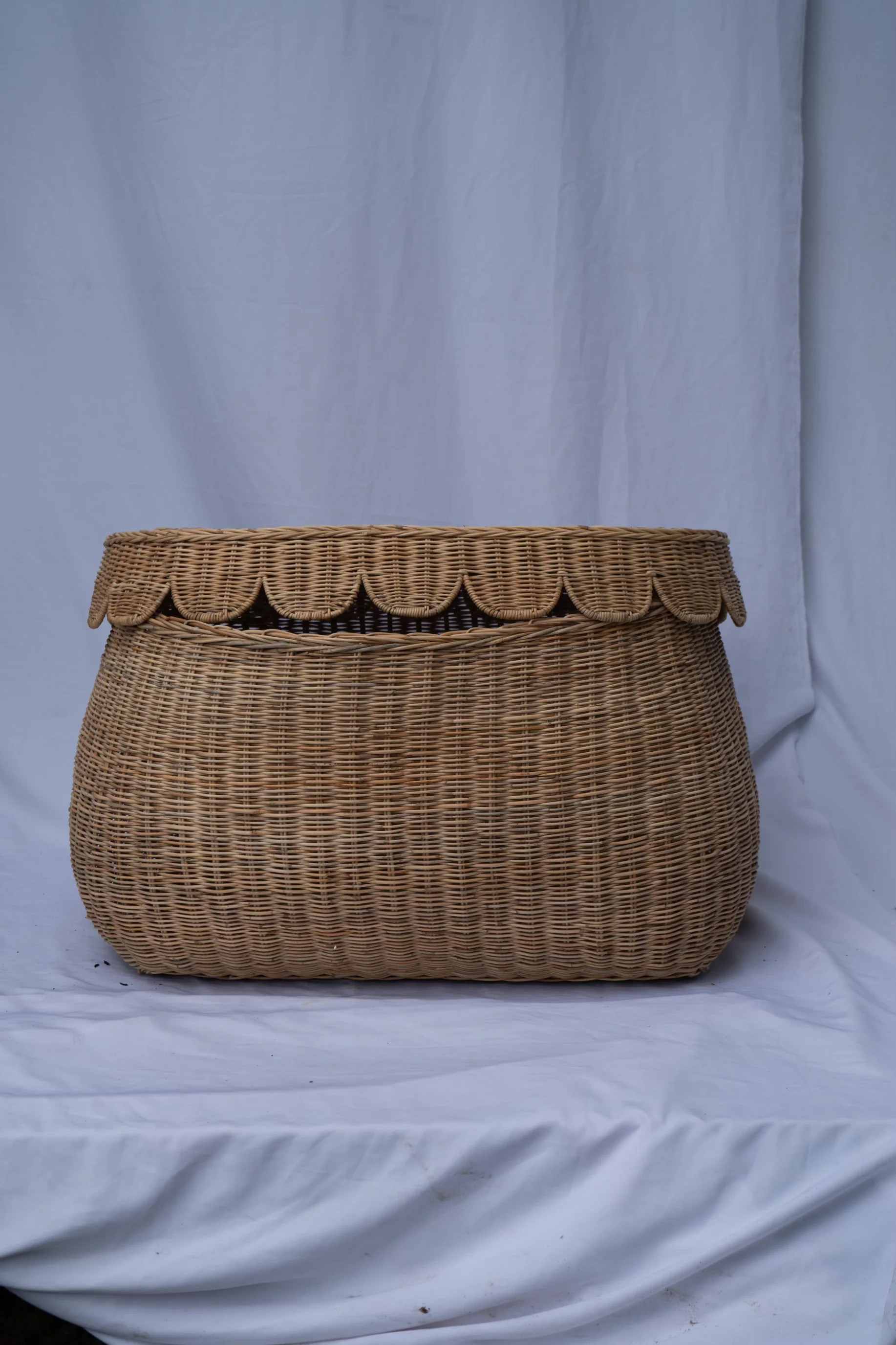 Scalloped Rattan Basket - Medium PRE-SALE | Auden & Avery