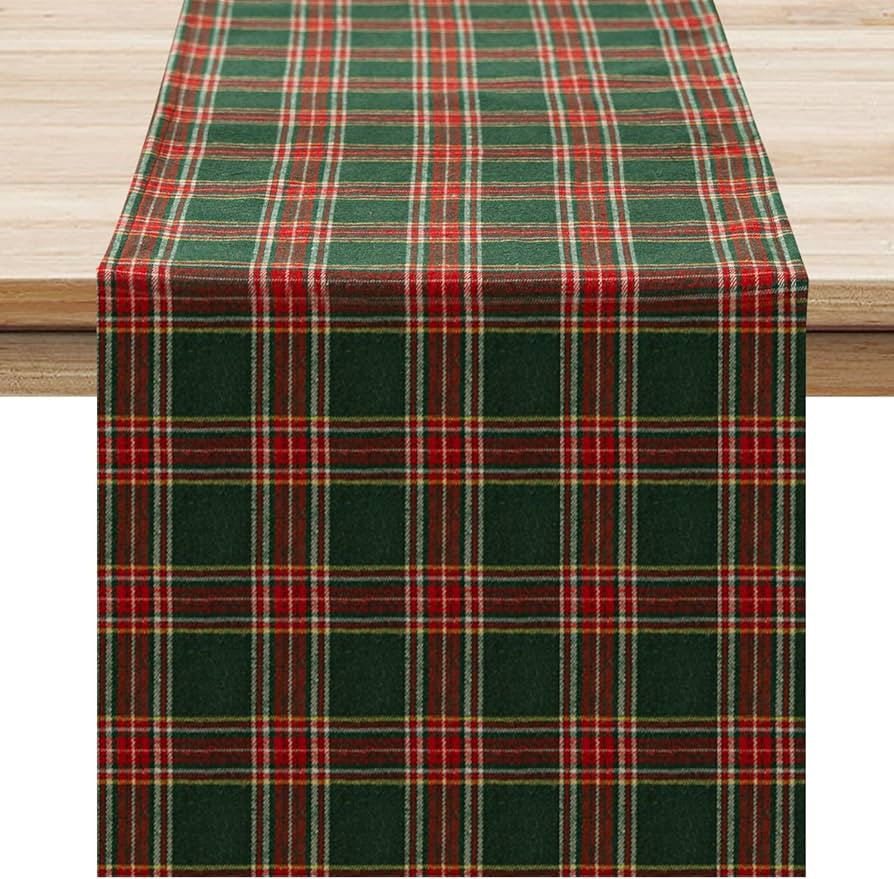 Softalker Christmas Checkered Tartan Table Runner - Green Buffalo Plaid Xmas Stain Resistant Wash... | Amazon (US)