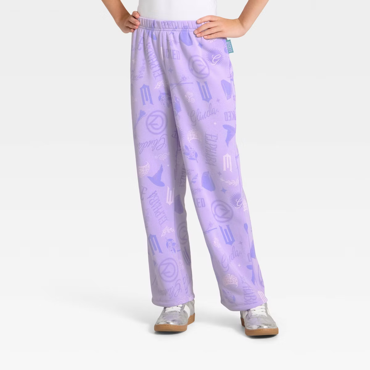 Girls' Wicked Icons Printed Fleece Wide Leg Sweatpants - Purple | Target