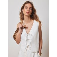 White Linen Waistcoat Top | Mint Velvet