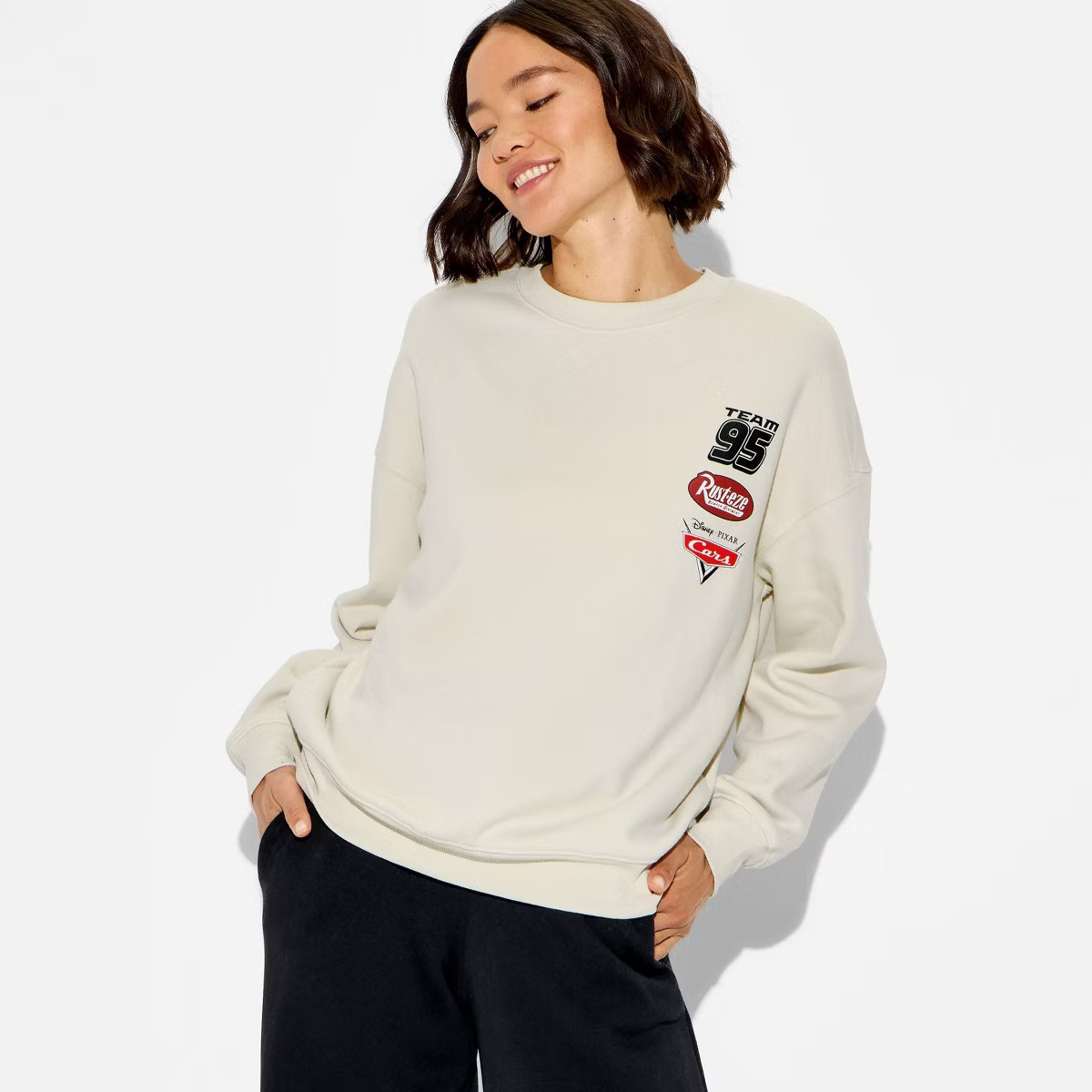 Women's Disney Cars Graphic Pullover Sweatshirt - Tan | Target