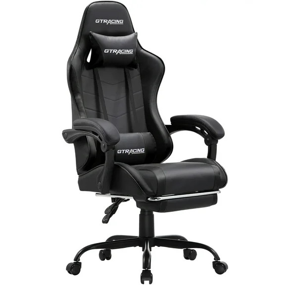 GTRACING Ergonomic GTWD-200 Gaming and Office Chair with Adjustable Pillows and Footrest, Black | Walmart (US)