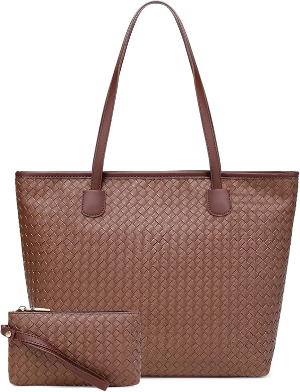 Fashion Woven Shoulder Bag for Women Hobo Handbag Vegan Leather Tote Classic Woven Top-Handle Bra... | Amazon (CA)