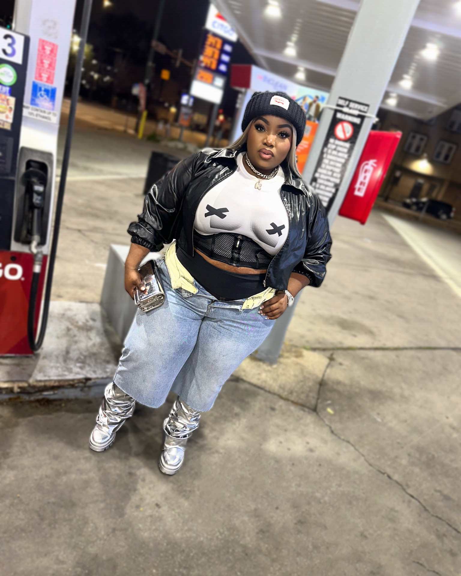 Top is a size 2XL 
Jackets is a 3xl
Boots are out of stock in silver, but I tagged a different color

#LTKShoeCrush #LTKPlusSize