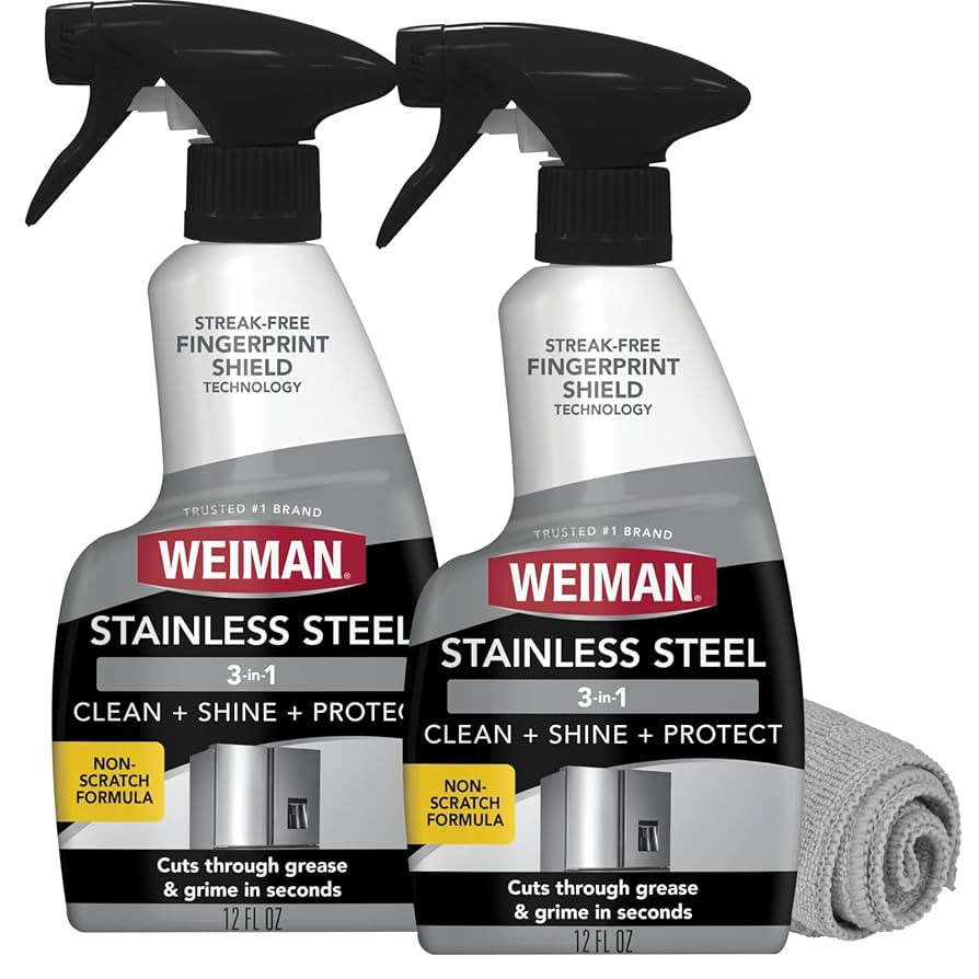 Weiman Stainless Steel Cleaner and Polish - 2 Pack - Removes Fingerprints, Residue, Water Marks a... | Amazon (US)