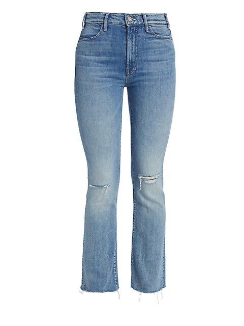 The Hustler High-Rise Ankle Flare Stretch Fray Jeans | Saks Fifth Avenue