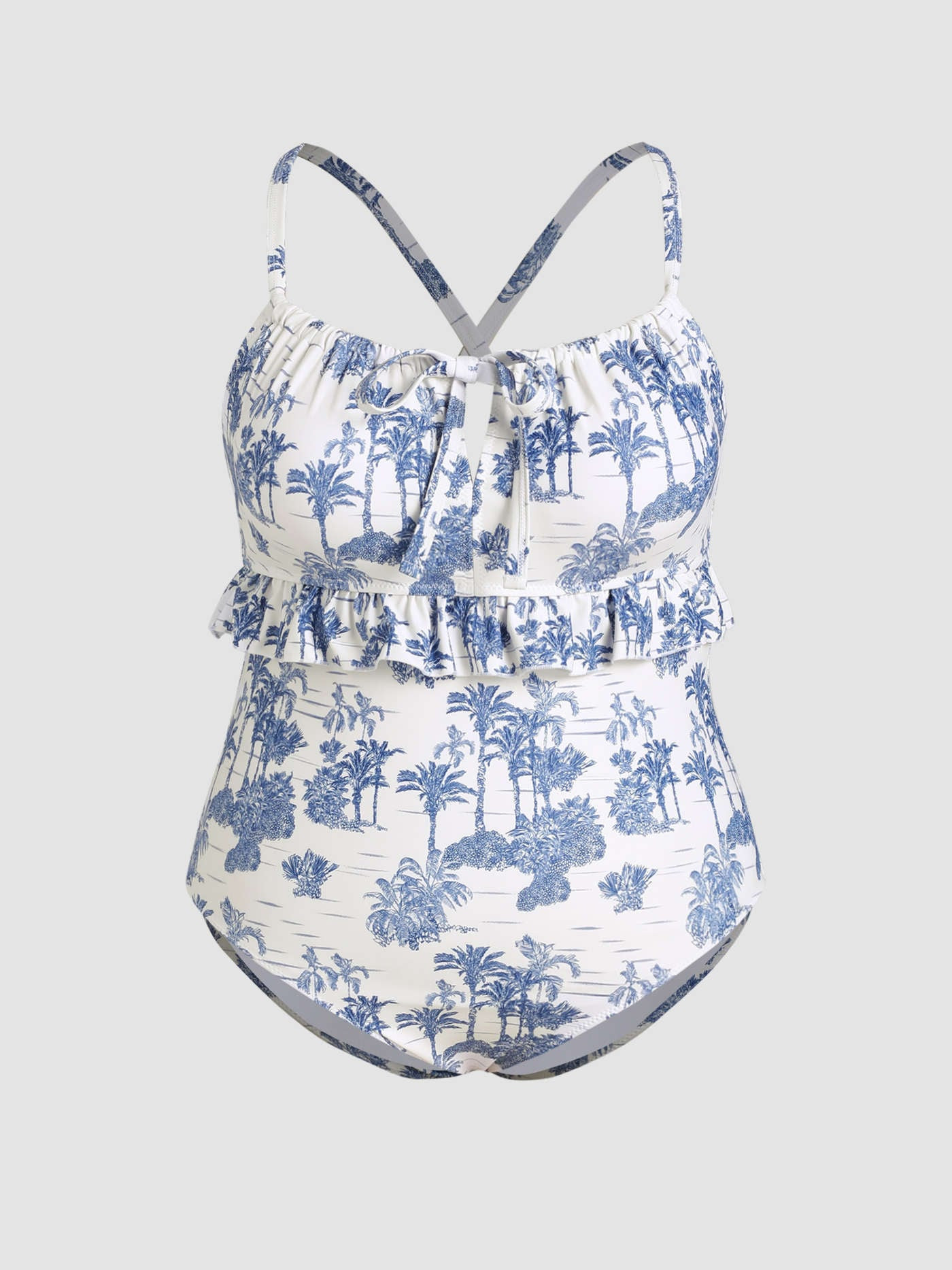 Tummy Control Floral Knotted Shaping One Piece Swimsuit Curve & Plus For Vacation Swimming Pool B... | Cider