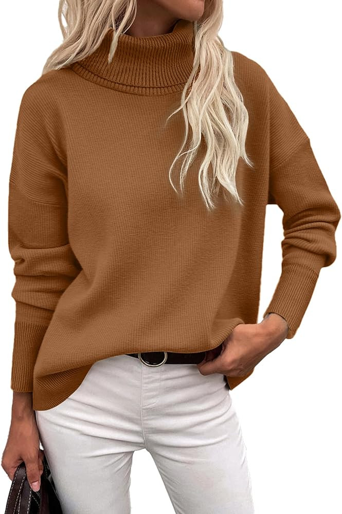 Zeagoo Women's Turtleneck Sweater 2026 Fall Winter Chunky Knitted Pullover High Low Hem Trendy Ba... | Amazon (US)