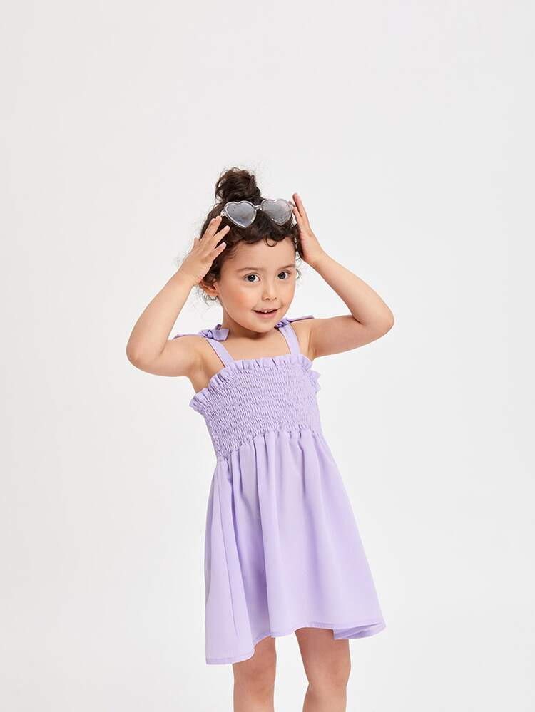 Toddler Girls Bow Shoulder Shirred Cami Dress | SHEIN