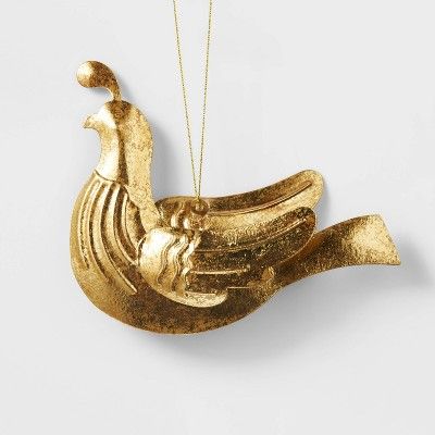 Metal Dove with Feather on Head Christmas Tree Ornament Gold - Wondershop&#8482; | Target