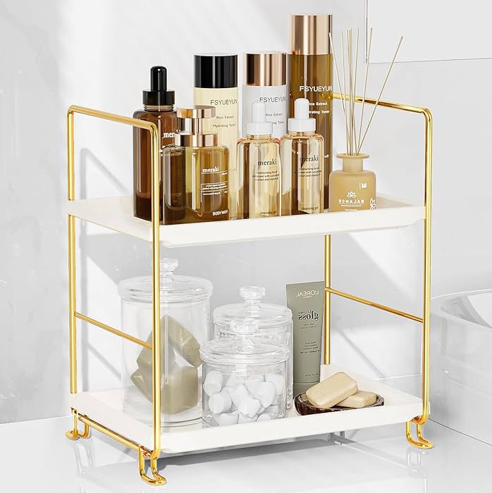 FSyueyun 2-Tier Bathroom Countertop Organizer, Tool-Less Installation Premium Plastics Makeup She... | Amazon (US)
