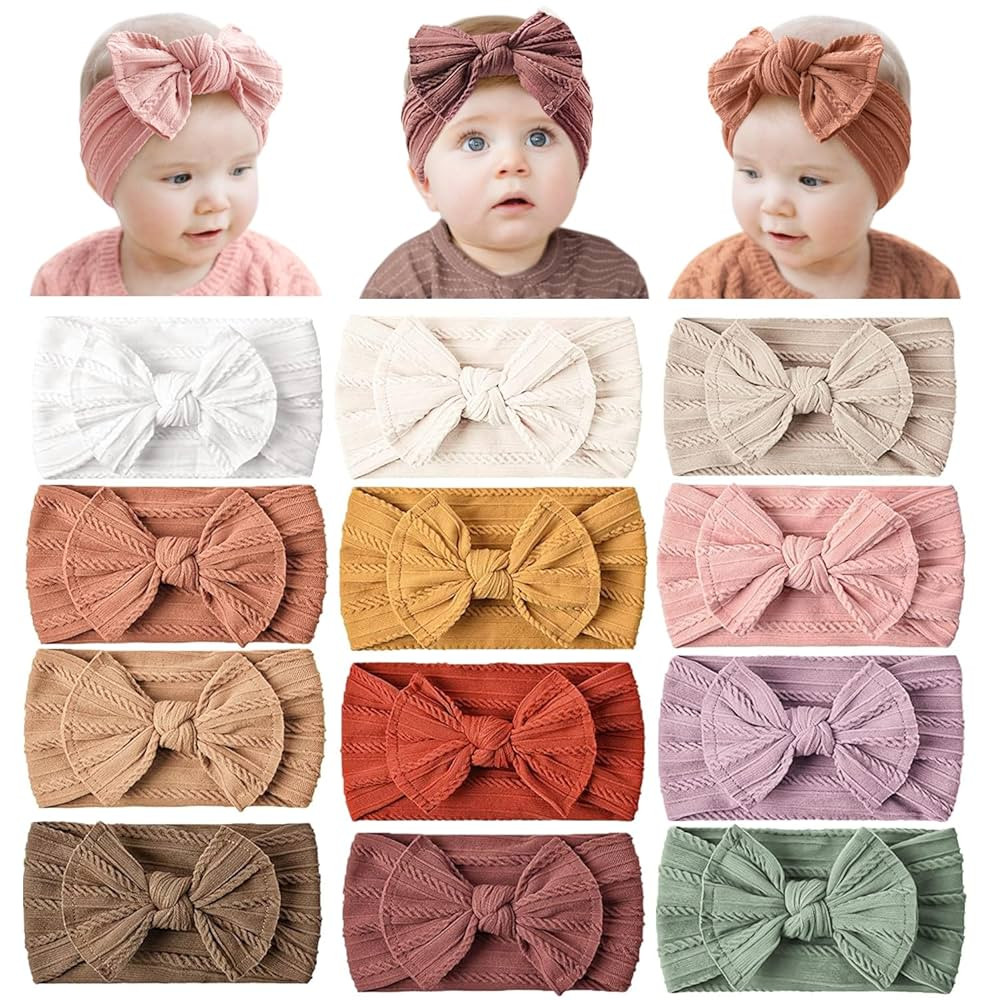 Prohouse 12 Pack Baby Nylon Headbands Hairbands Hair Bow Elastics Handmade Hair Accessories for B... | Amazon (US)