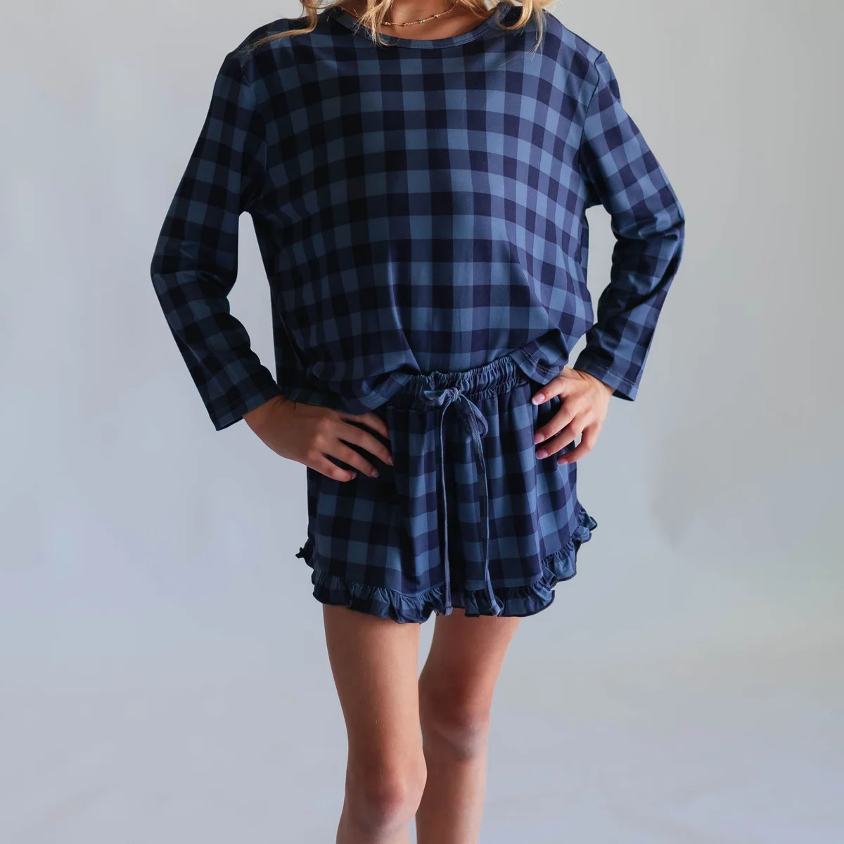 Girl's Long Sleeve and Ruffle Shorts Set in Hayes | Silks Design