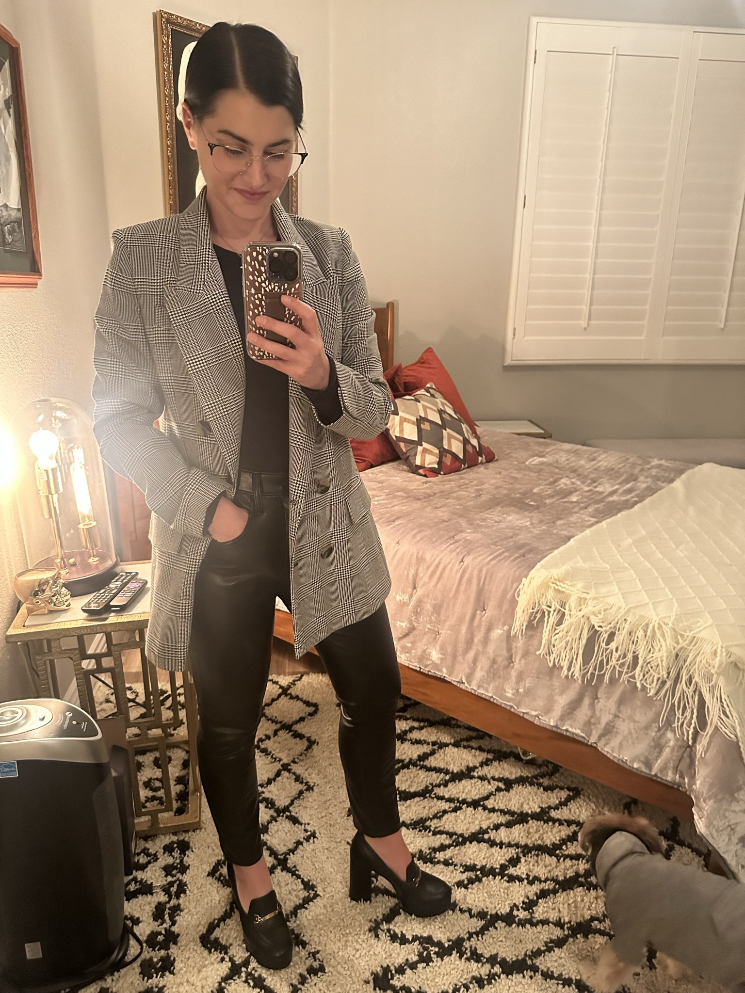 Considering I wore a uniform to school from grades 1 - 12 I love a uniform style look. And a modern take on school shoes! Don’t ask me why I just always have. So for dinner on the strip I paired a super comfortable pair of platform loafers with my go-to leather pants, black top and an oversized houndstooth blazer that sorta doubled as a coat as well.

The shoes are older Sam Edelman but I’ve tagged very similar ones, same goes for the blazer - I tagged a bunch of dupes at all different price ranges for ya 🖤 

#LTKstyletip #LTKworkwear #LTKfindsunder100