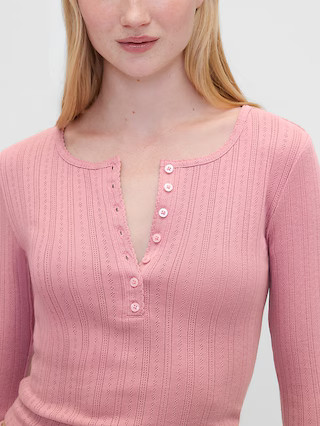 Gap × Summer Fridays Pointelle Henley PJ Top | Gap (US)
