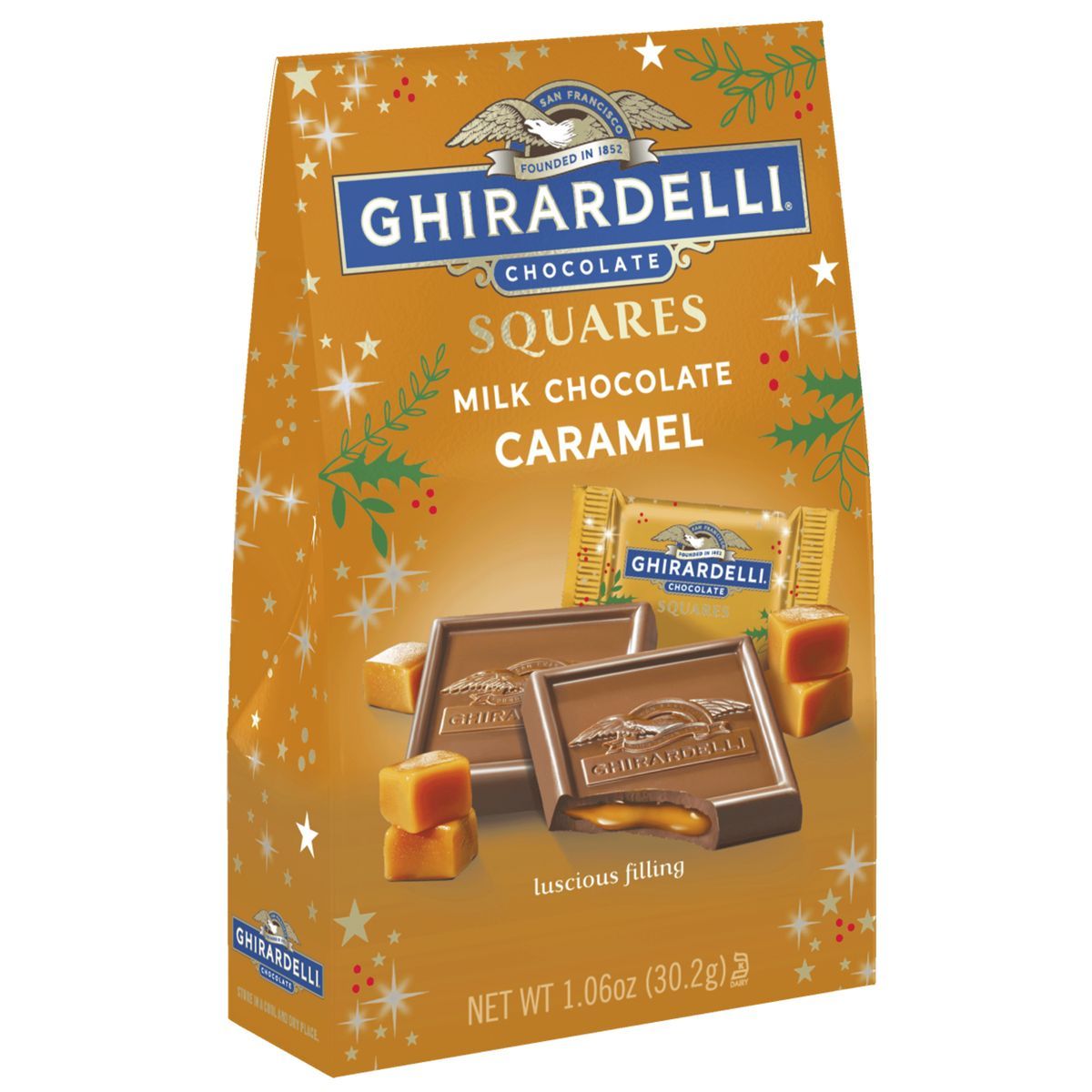 Ghirardelli Holiday Limited Edition Milk Chocolate Caramel Squares - 1.06oz | Target