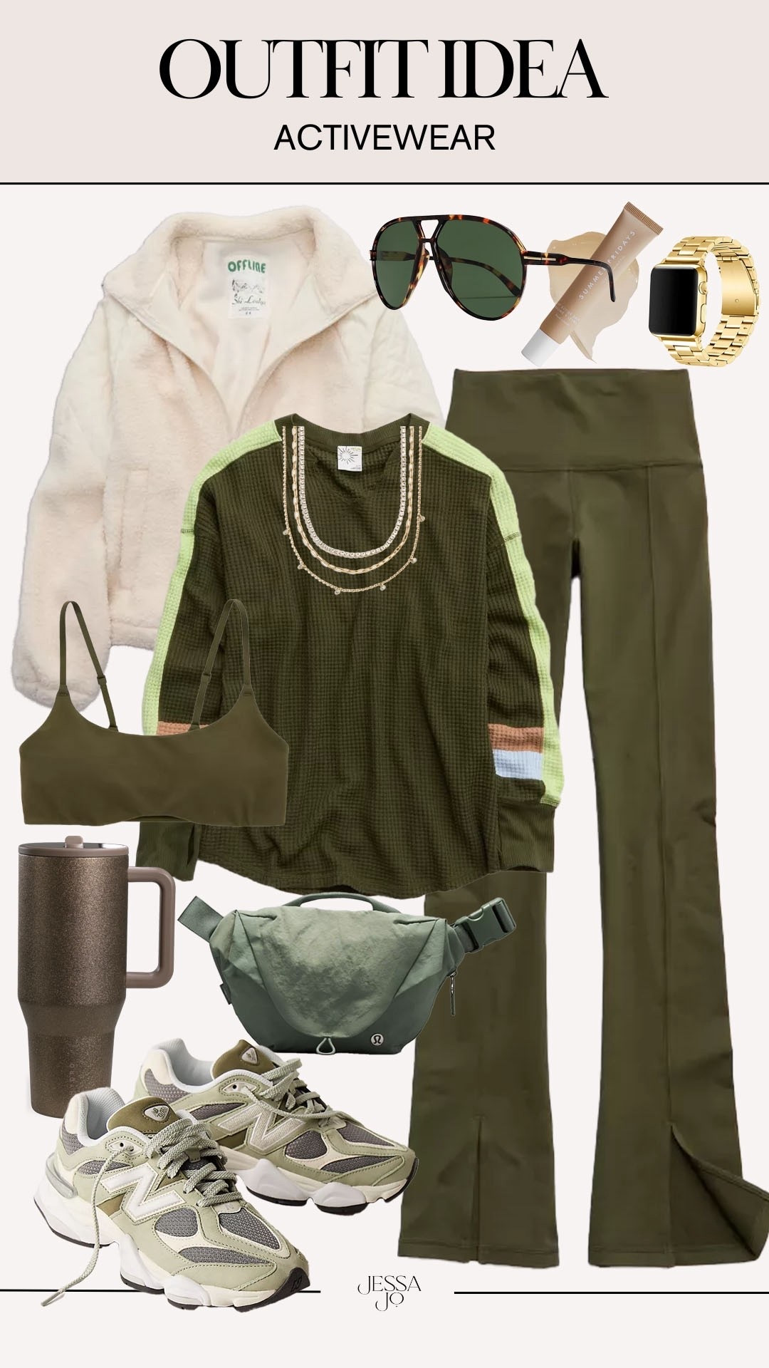 Cute winter activewear outfit. Forest green activewear. Winter activewear. Split hem flare leg leggings. Aerie new arrivals. Early spring active outfit. Ivory Sherpa fleece jacket. Hydrojug birthday collection. Lululemon belt bag. Trendy active outfit idea  

#LTKootd #LTKActive #LTKFindsUnder50