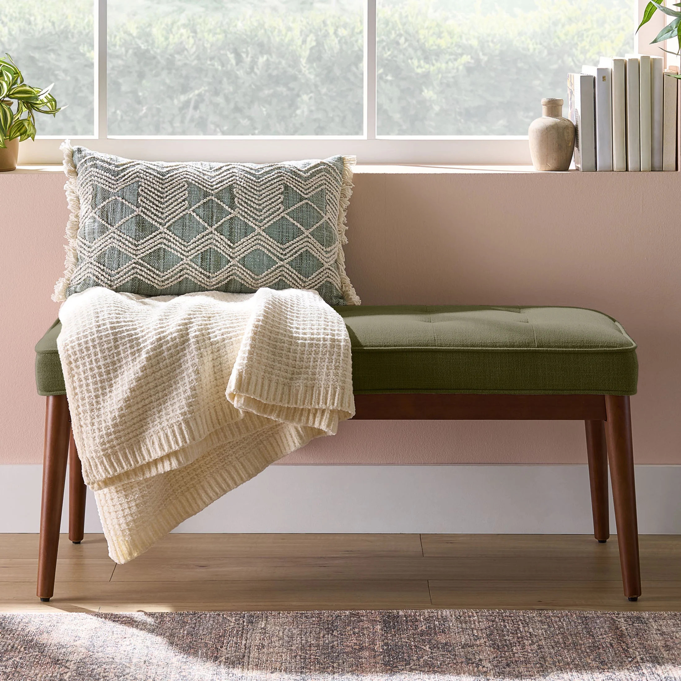 Better Homes & Gardens Colton Upholstered Accent Bench, Olive | Walmart (US)