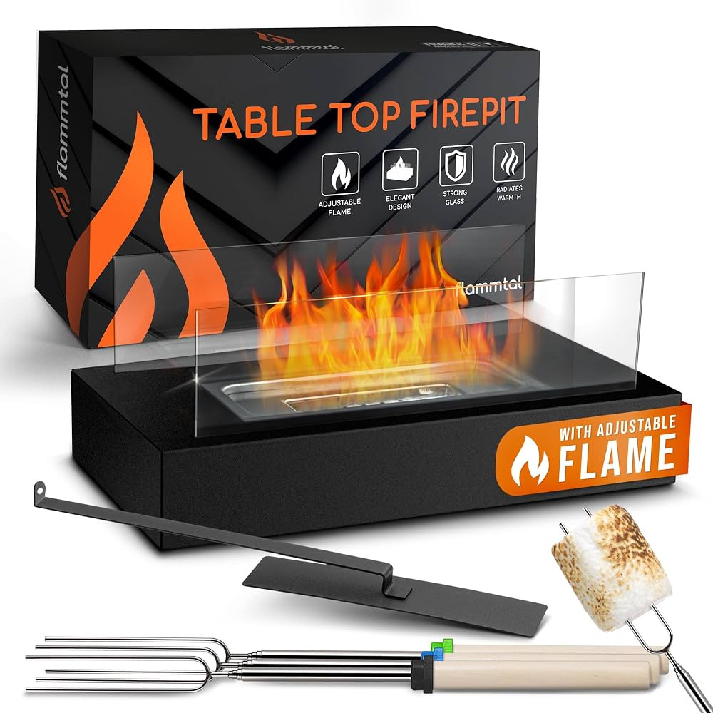 Flammtal Tabletop Fire Pit [3h Burning Time] - Table Top Firepit Indoor & Outdoor - Smores Maker ... | Amazon (US)