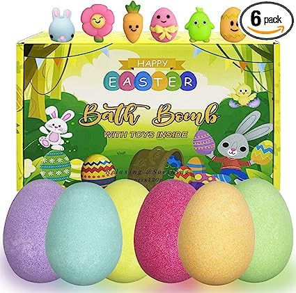 QINGQIU 6 Pack Easter Bubble Bath Bombs with Easter Squishy Toys Inside for Kids Girls Boys Easte... | Amazon (US)
