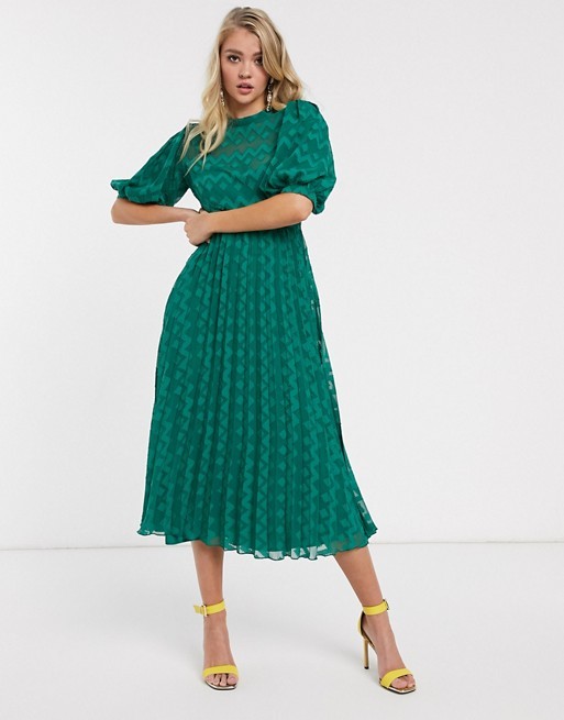 green wedding guest outfit