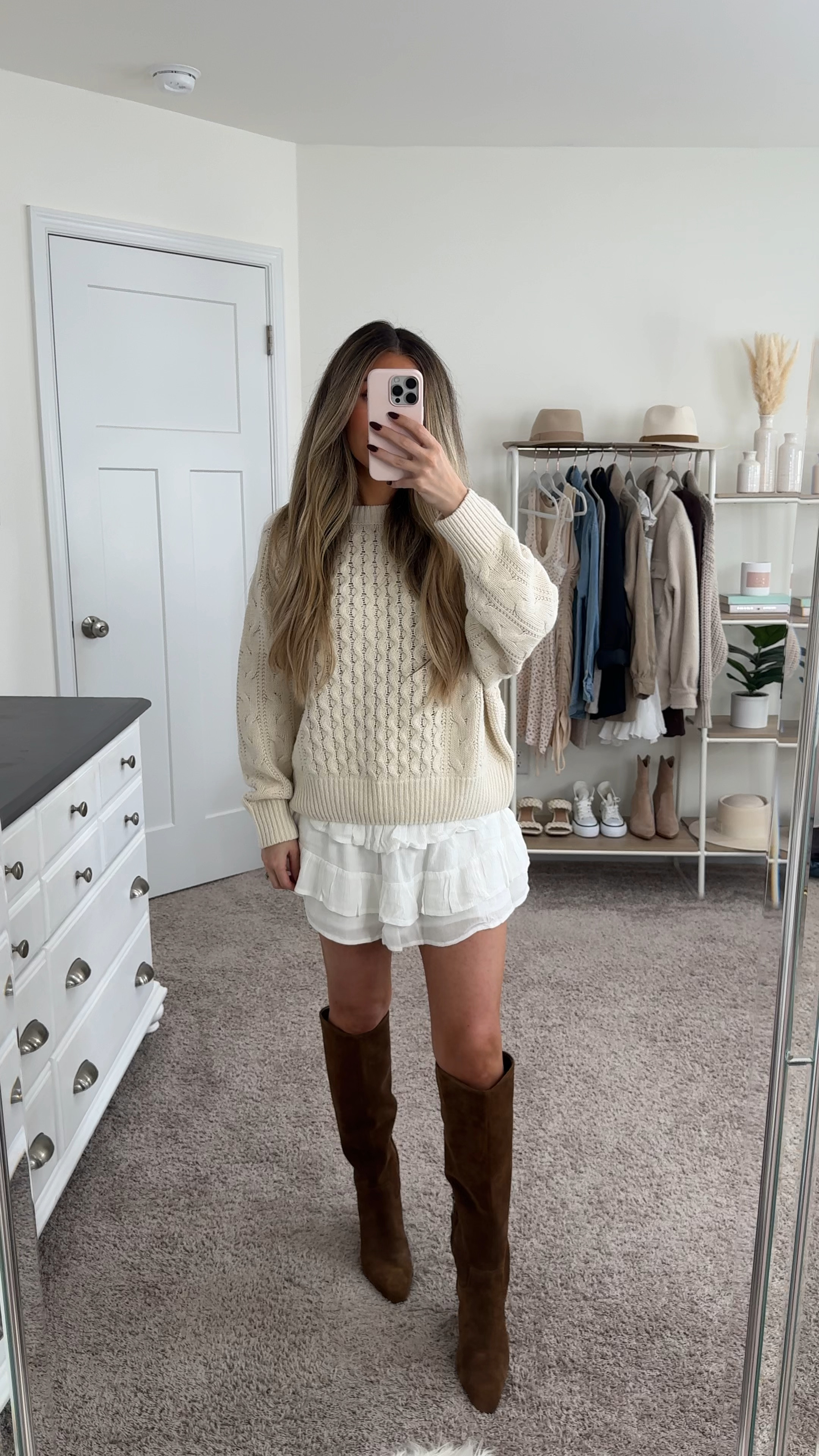 Fall outfit inspo 
+ target sweater: small
+ ruffle skort: xs
+ brown boots: true to size 

#LTKSeasonal #LTKStyleTip #LTKFindsUnder100