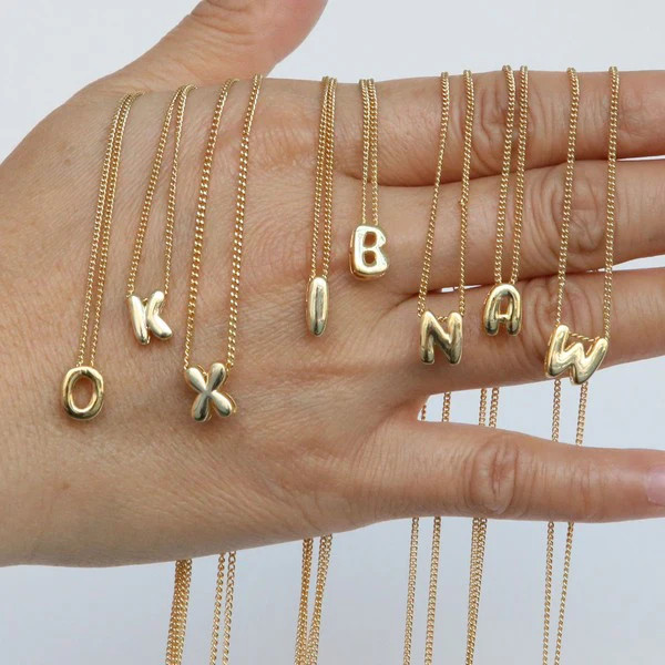 Mini Bubble Initial Letter Personalized Necklace M | Casual Chic Boutique