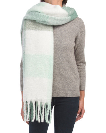 Brushed Oversized Buffalo Plaid Scarf With Slippers | TJ Maxx