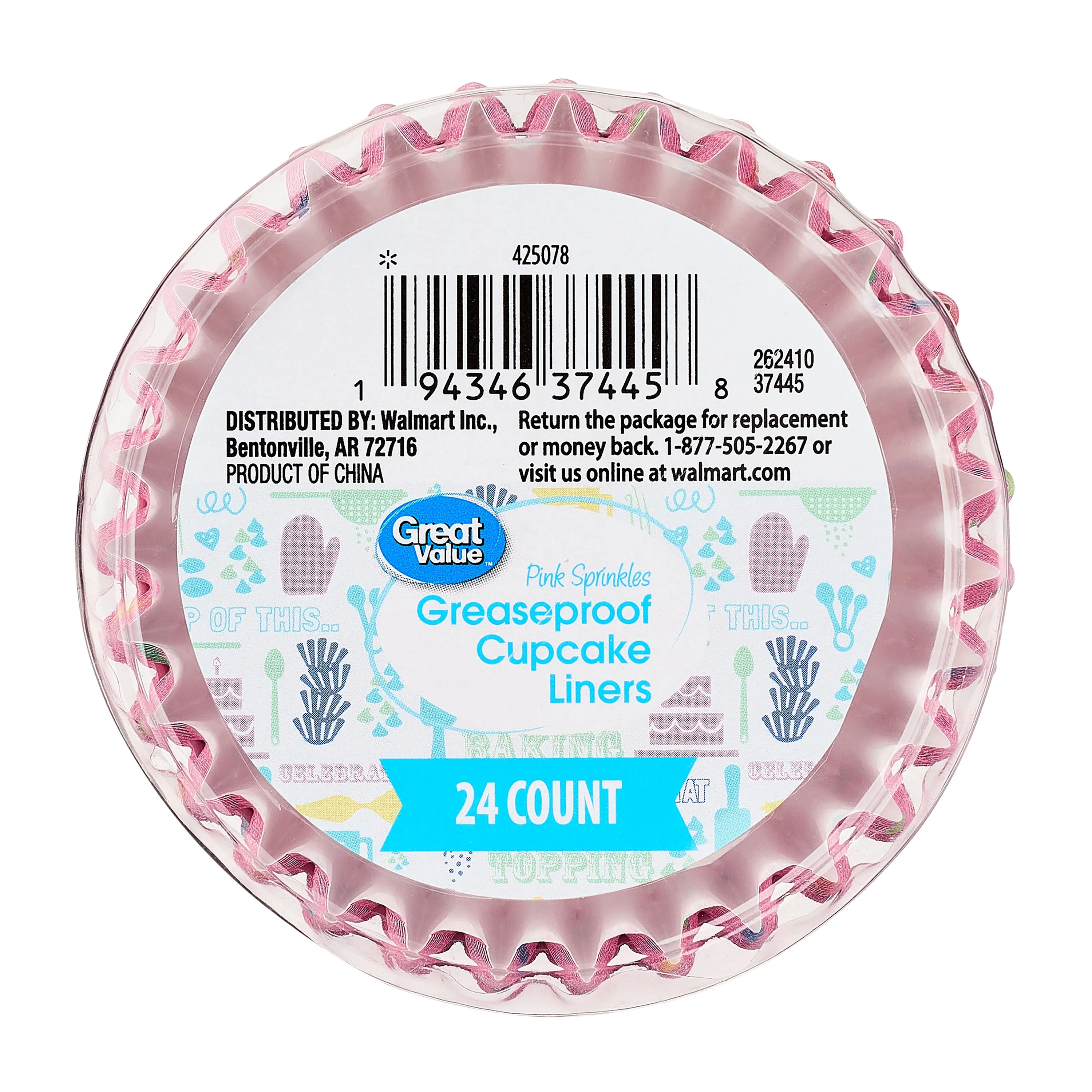 Great Value Pink Sprinkles Greaseproof Cupcake Liners, 24 Count - Walmart.com | Walmart (US)
