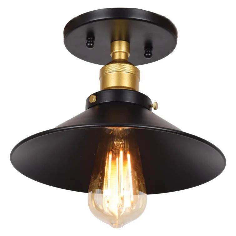 Gehlert Black/Gold 1 - Bulb 8.5" Outdoor Semi Flush Mount | Wayfair North America