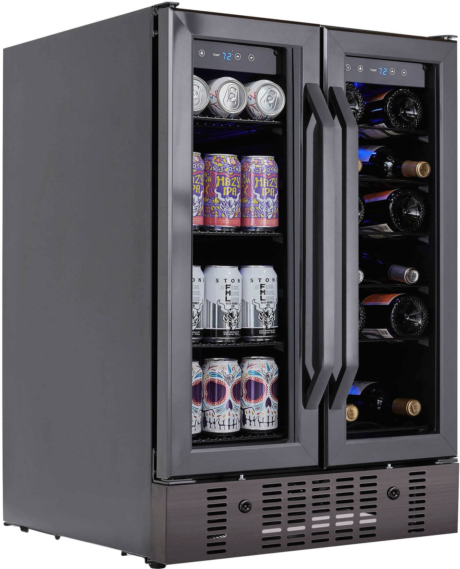 NewAir 18 Bottle and 58 Can Built-in Dual Zone Wine and Beverage Cooler with French Doors and Adj... | Best Buy U.S.