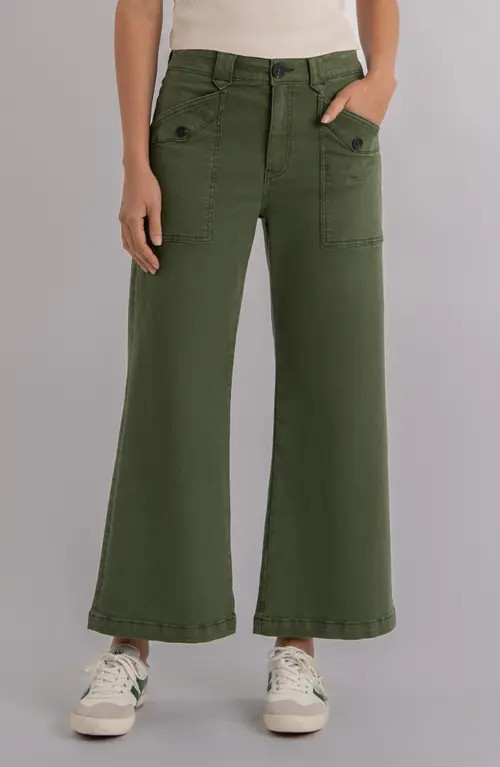 KUT from the Kloth Meg High Waist Wide Leg Utility Pants in Dill at Nordstrom, Size 00P | Nordstrom
