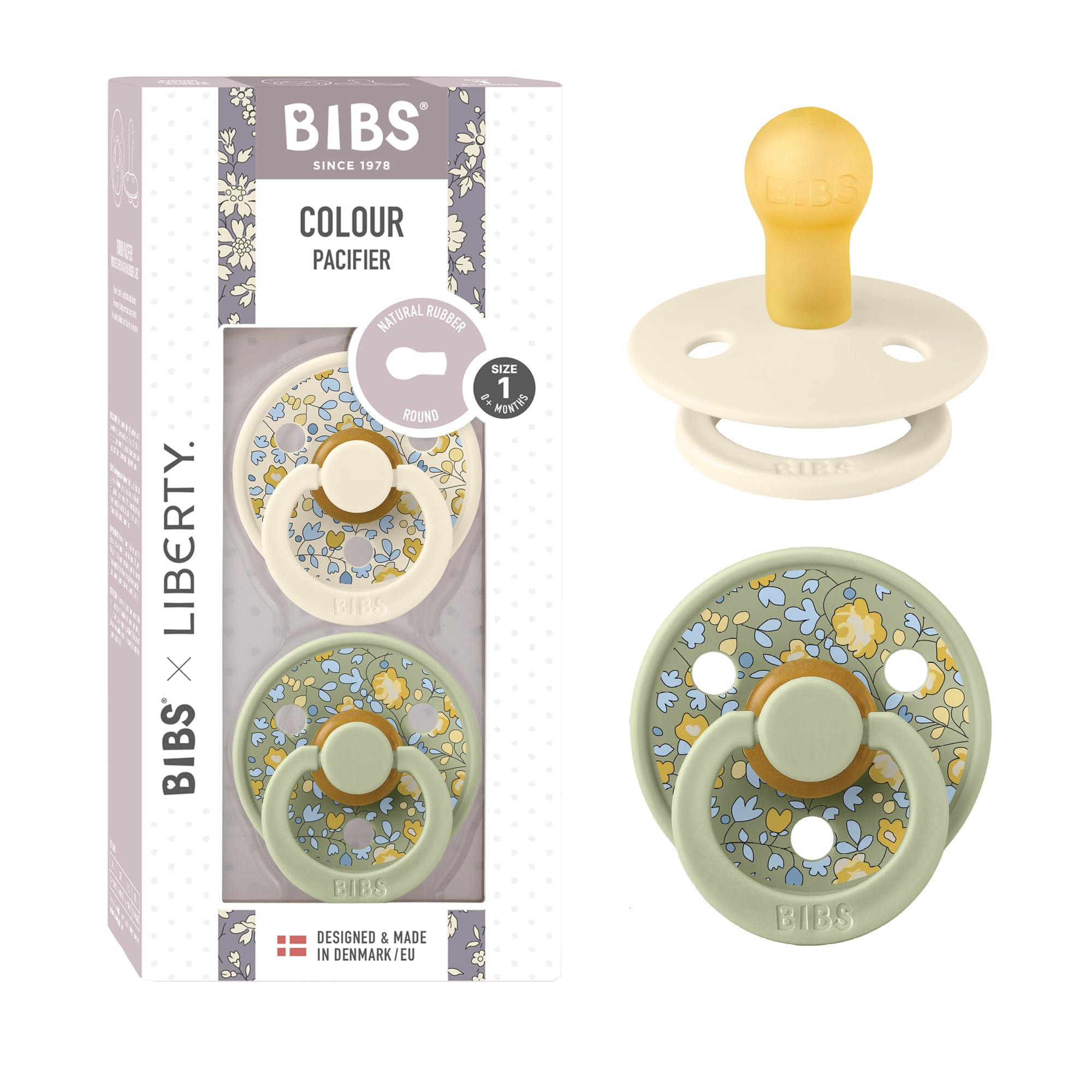 BIBS Liberty Pacifier | 2 Colour Natural Rubber Latex Soothers | BPA Free Dummy Pacifier | Round ... | Amazon (UK)