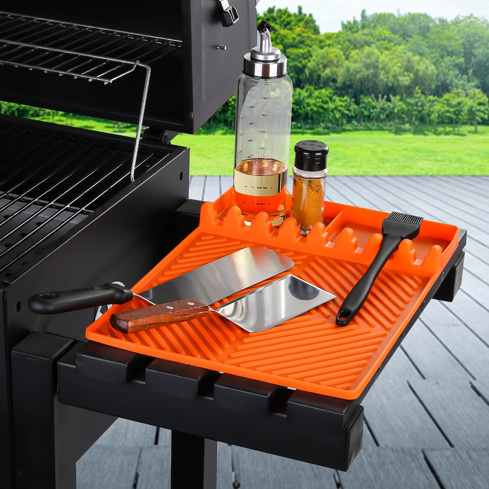 Silicone Griddle Tools Mat for Blackstone Weber Traeger Pit Boss - Side Shelf Spatula Mat with Dr... | Amazon (US)