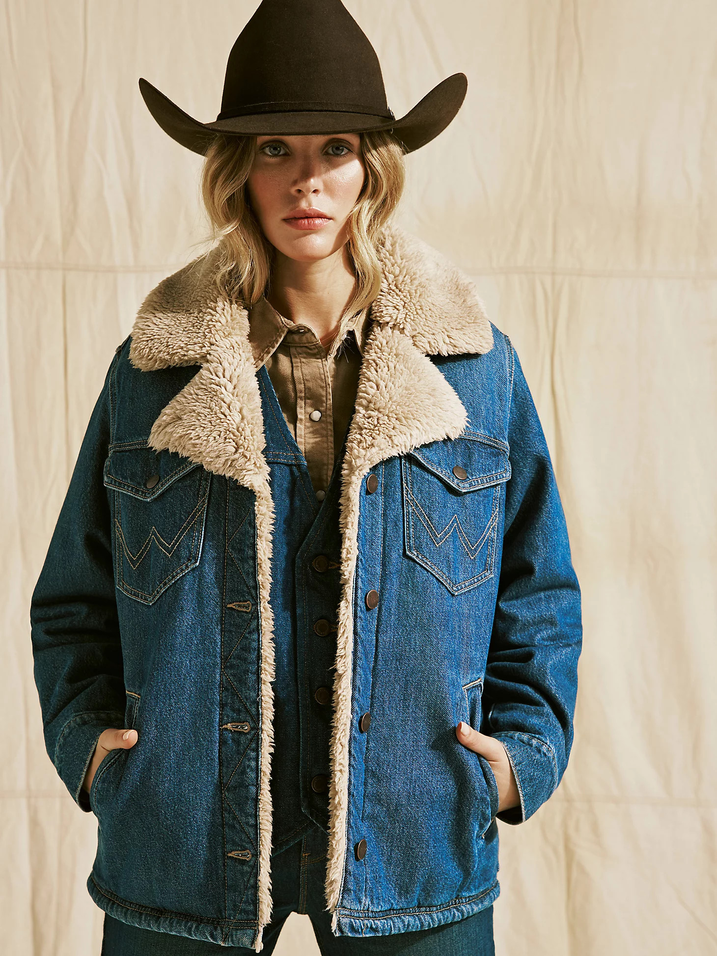 Women's Western Sherpa Lined Denim Wrange Coat | Wrangler