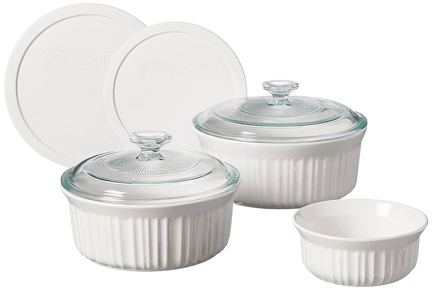 CorningWare French White 7-Pc Ceramic Bakeware Set with Lids Chip and Crack Resistant Stoneware B... | Amazon (US)