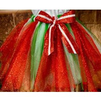 Ladies Christmas Tutu Red White & Green Costume Ribbon Bow, Adult Plus Sizes | Etsy (US)