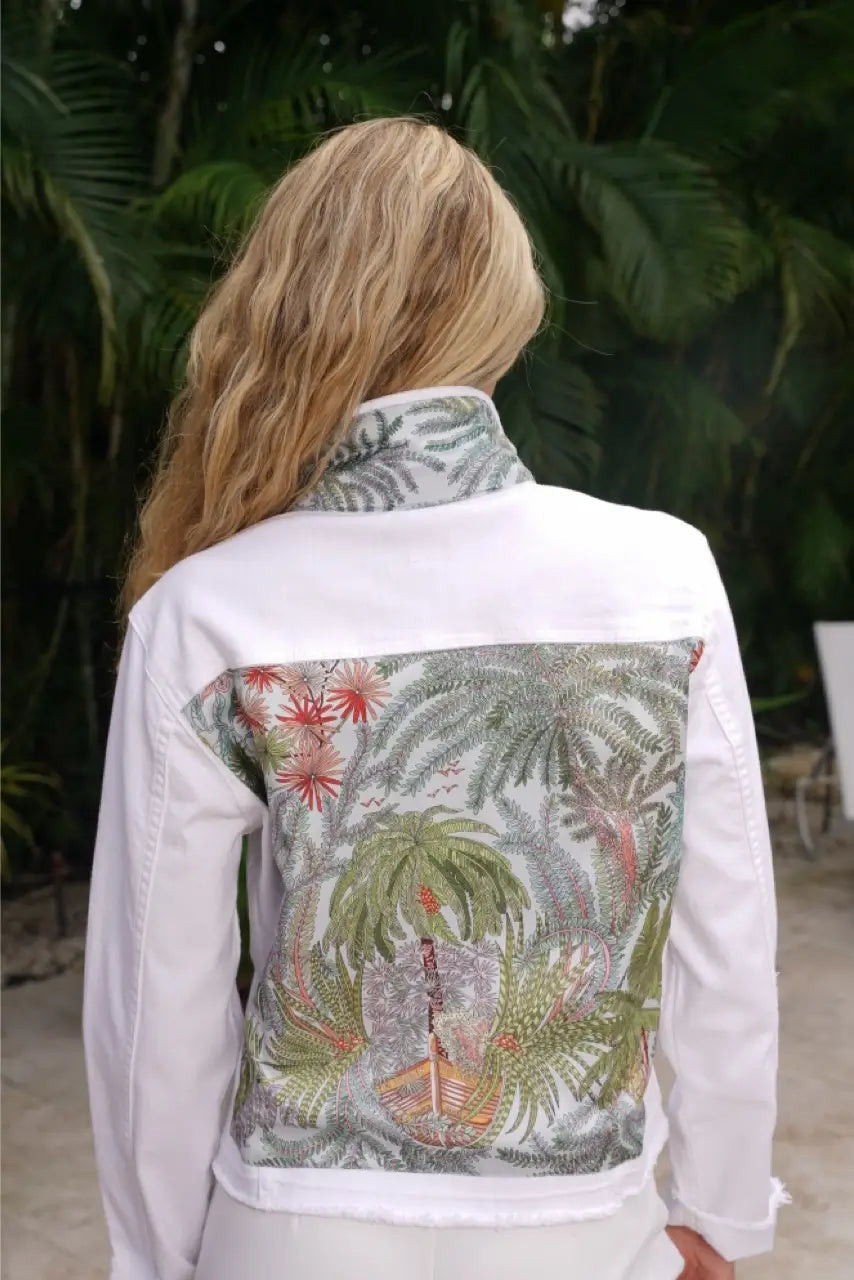 The White Denim Jacket / Tropical Capri | Just Darviny
