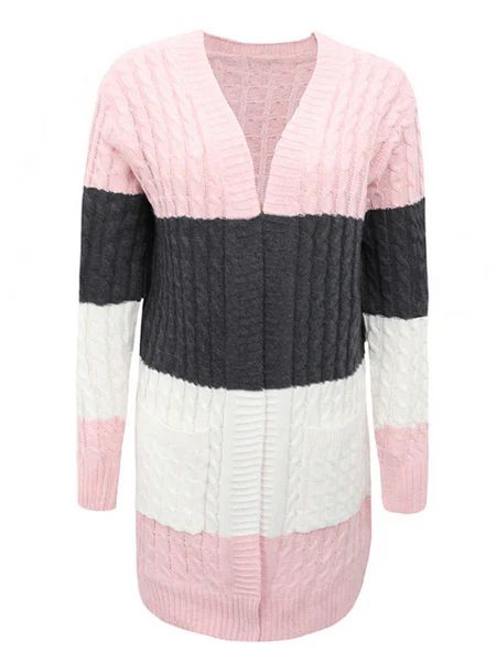 'Nasreen' Colorblock Cable Knit Open Cardigan (4 Colors) | Goodnight Macaroon
